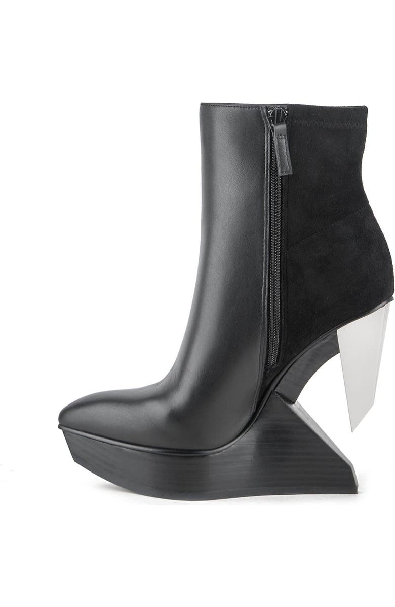 United Nude Edge Platform Bootie, Alternate, color, Black + Silver