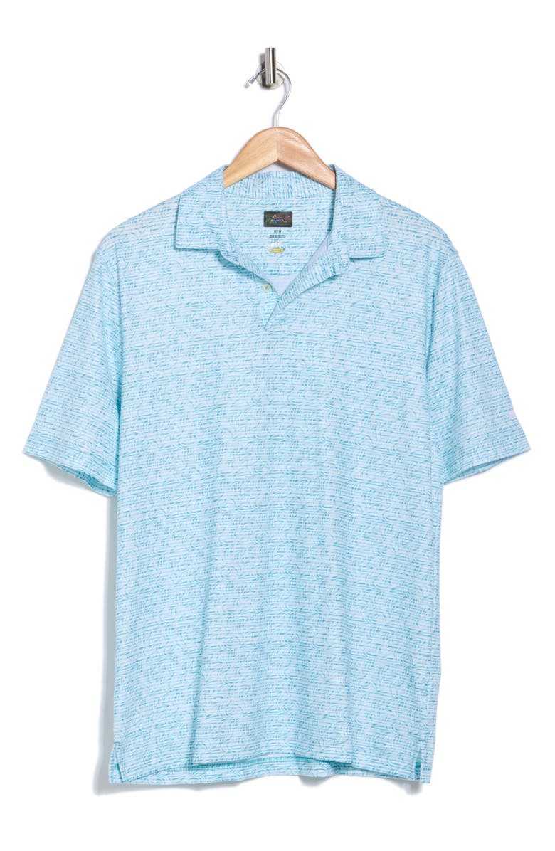 Greg Norman Print Knit Golf Polo, Alternate, color, Porcelain