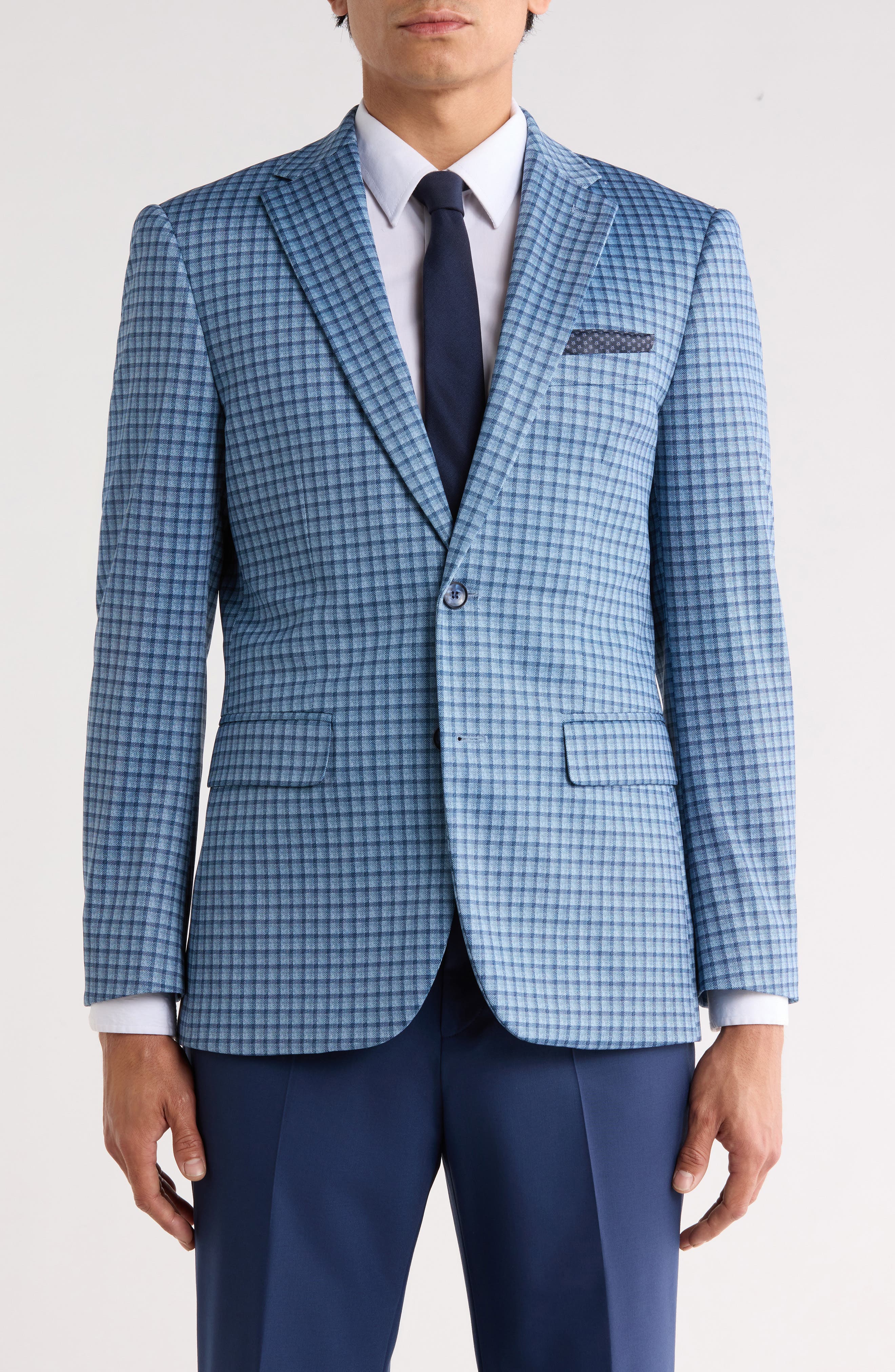 Duchamp Slim Fit Plaid 4-Way Stretch Sport Coat