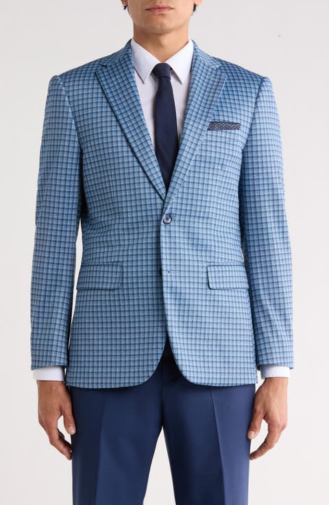 Slim Fit Plaid 4-Way Stretch Sport Coat (Short & Long)