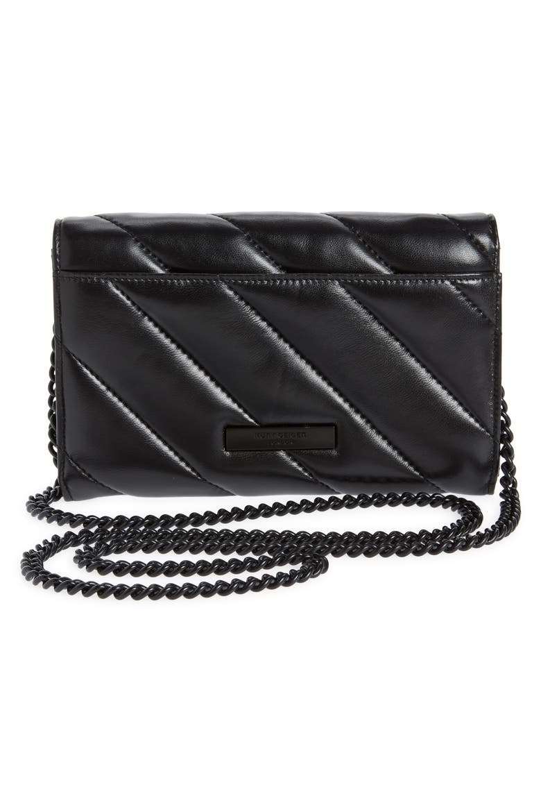 Soho Drench Leather Wallet on a Chain, Alternate, color, BLACK