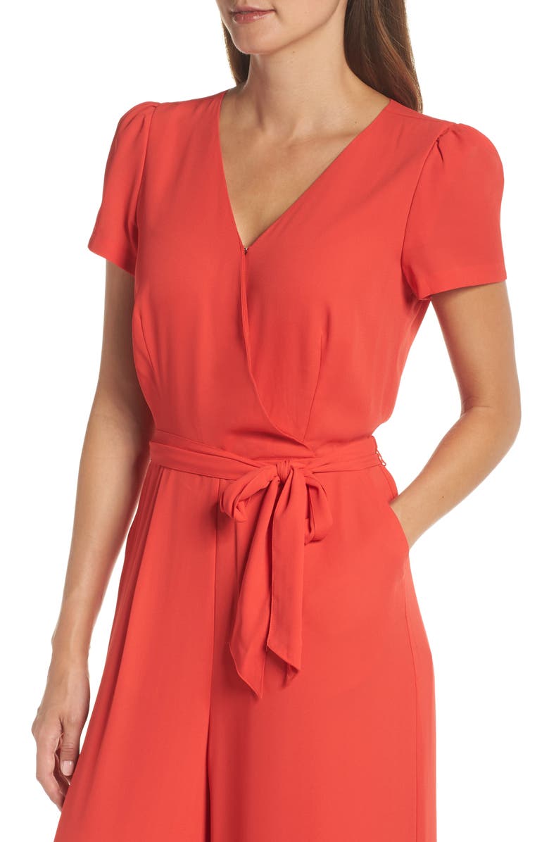 J.Crew Short Sleeve Wrap Jumpsuit, Alternate, color,