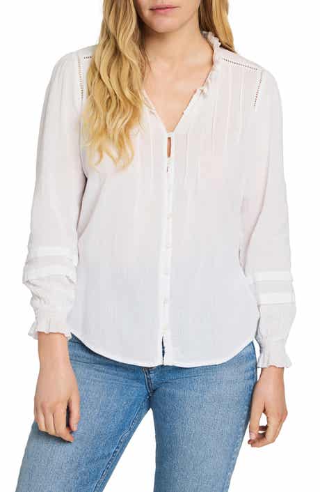Faherty Willa Button Front Peasant Blouse