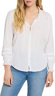Faherty Willa Button Front Peasant Blouse