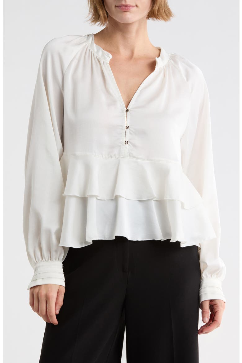 Long Sleeve Tiered Ruffle Top, Main, color, IVORY