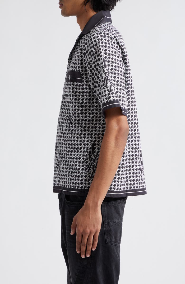 AMIRI Monogram Houndstooth Silk Twill Bowling Shirt, Alternate, color, 
