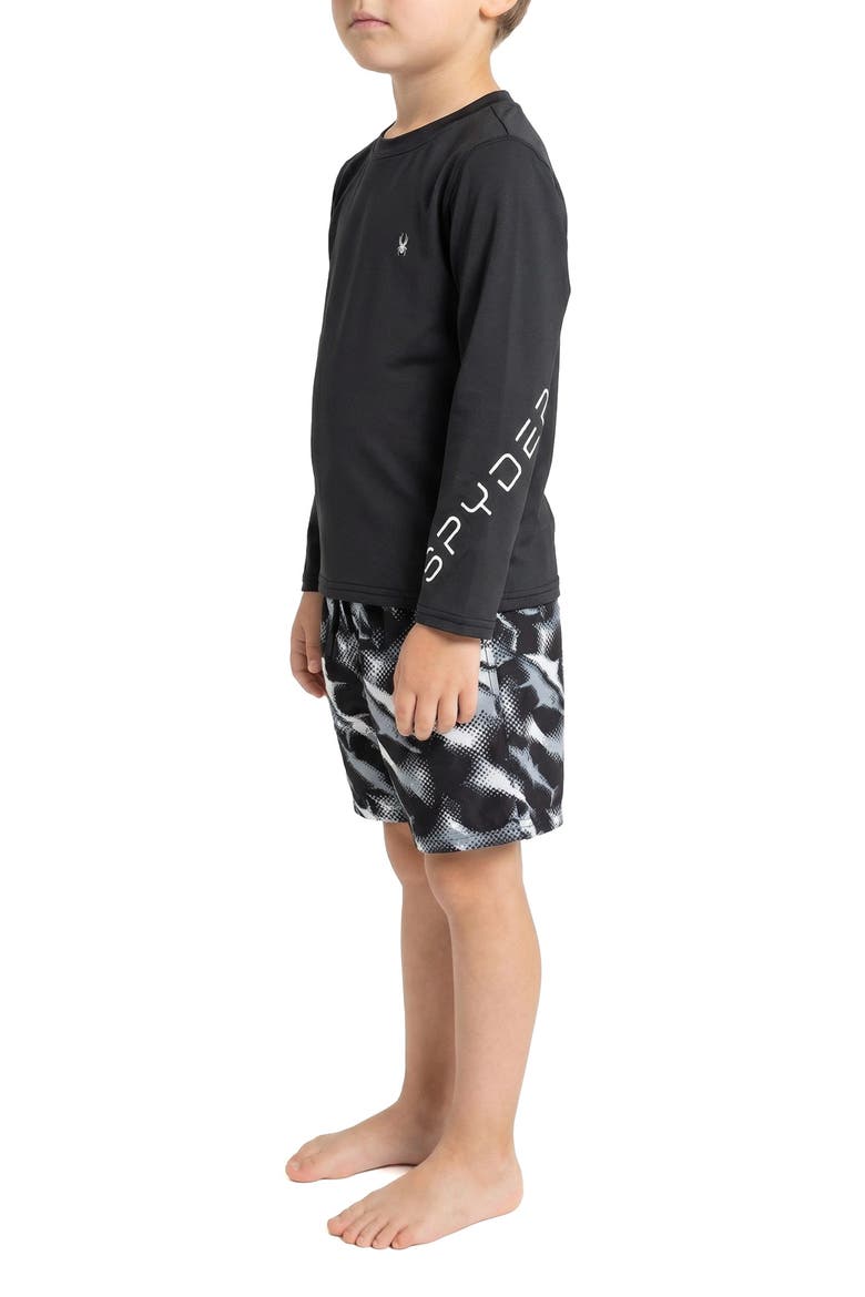 Kids' Rashguard Top & Swim Trunks Set, Alternate, color, CAVIAR