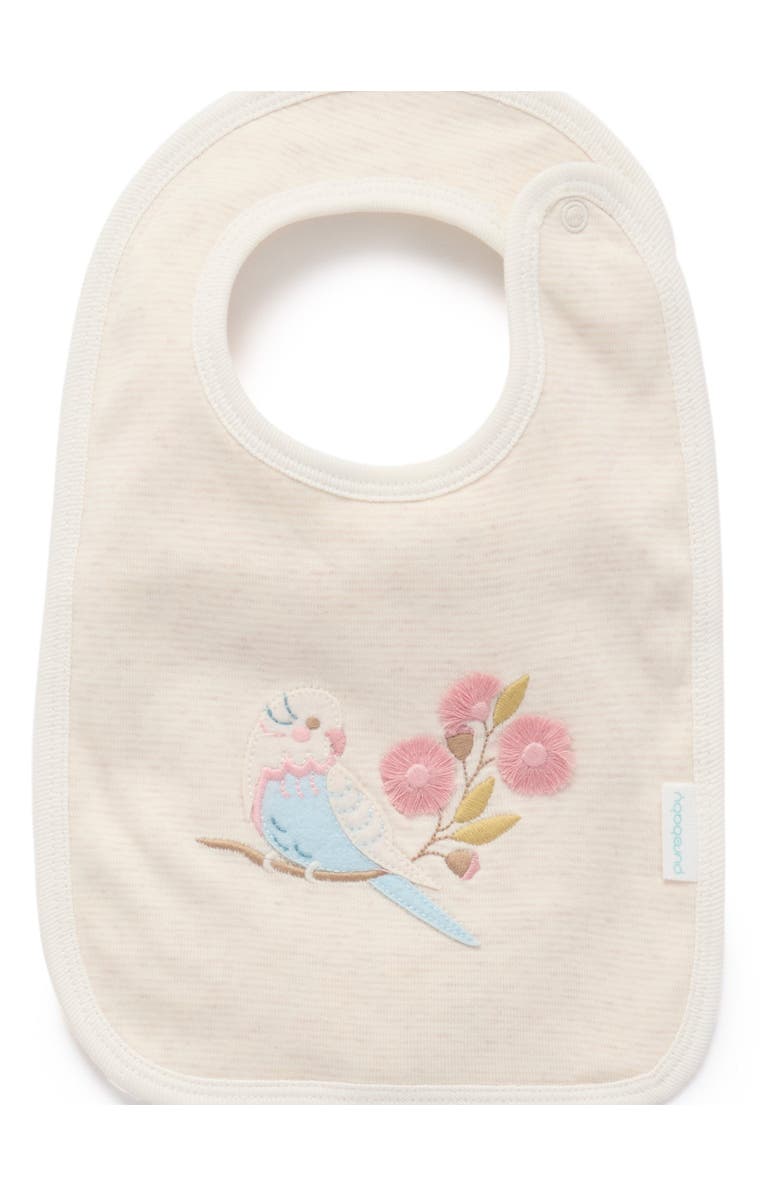 Purebaby Australiana Floral Zip Romper & Bib Set, Alternate, color, Aviary Garden