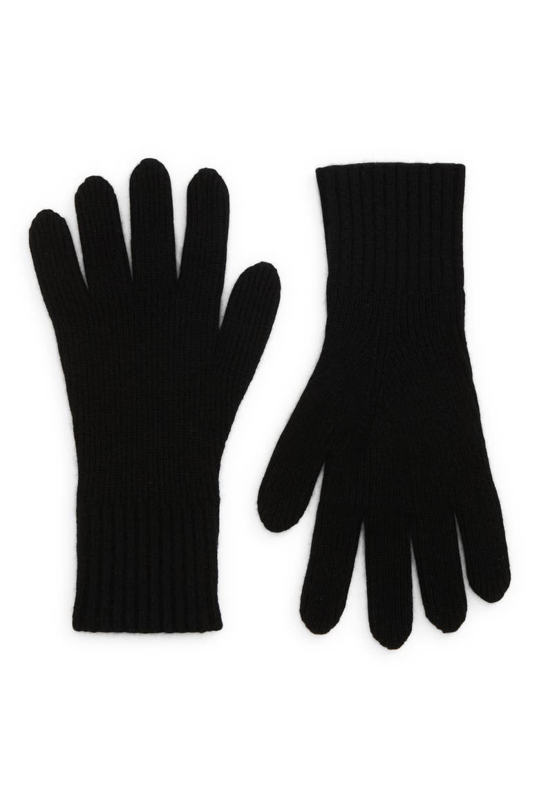 Shaker Stitch Wool & Cashmere Gloves, Main, color, 001BLK