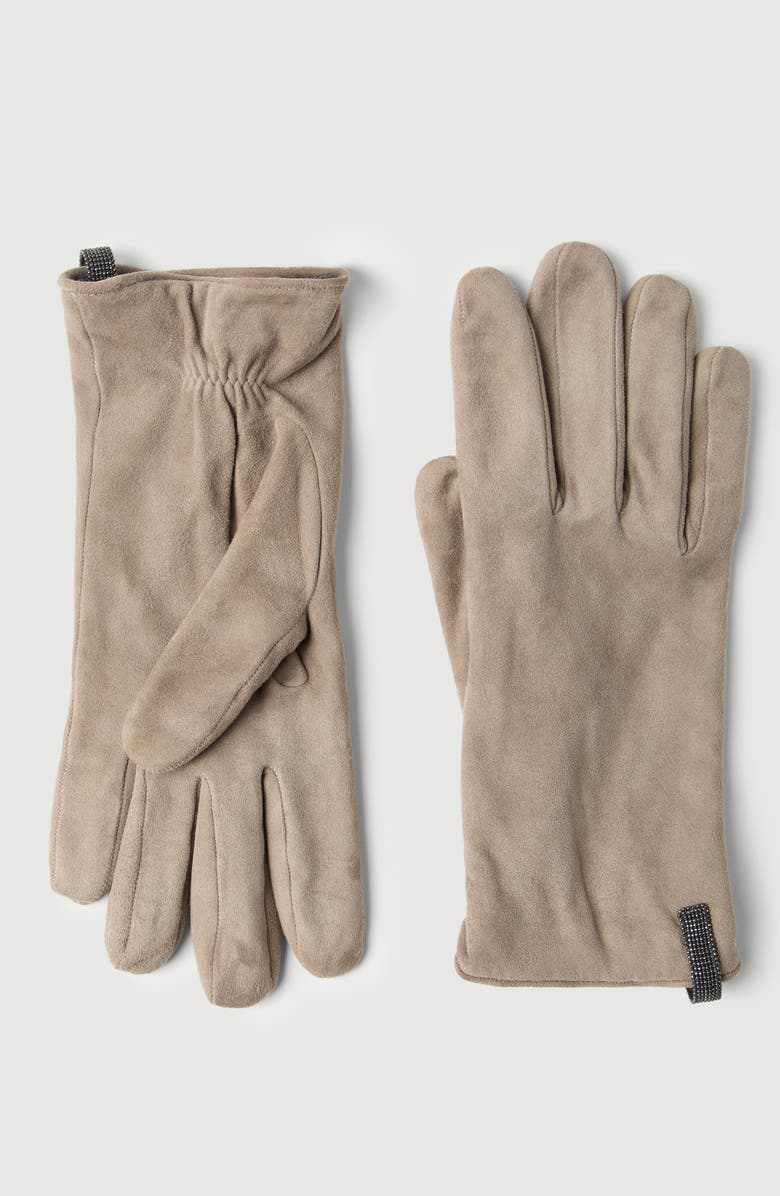 Brunello Cucinelli Suede gloves, Alternate, color, Beige