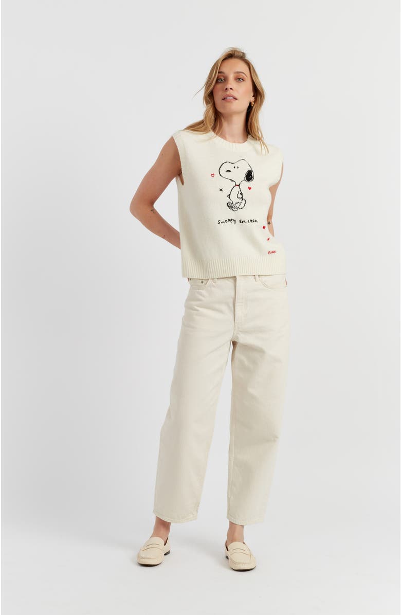 Chinti & Parker Wool Cashmere Snoopy Anniversary Tank, Alternate, color, Cream