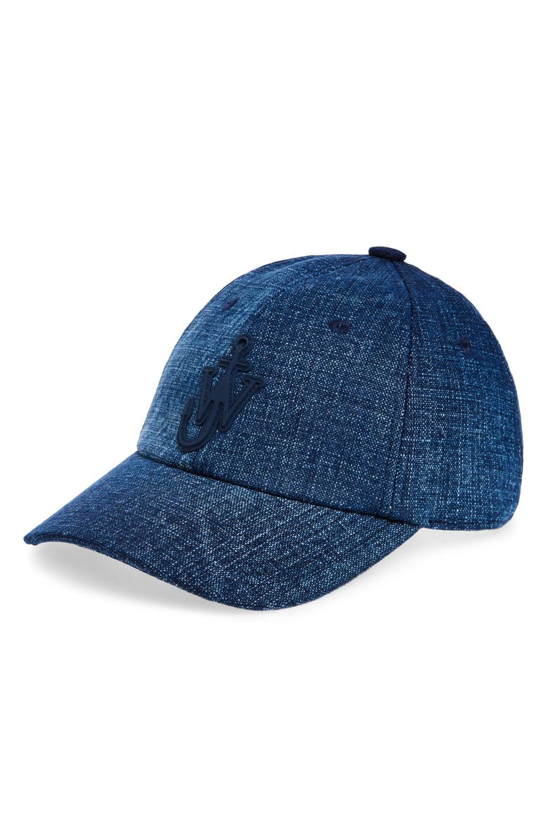 JW Anderson Embroidered Anchor Logo Denim Baseball Cap, Main, color, 