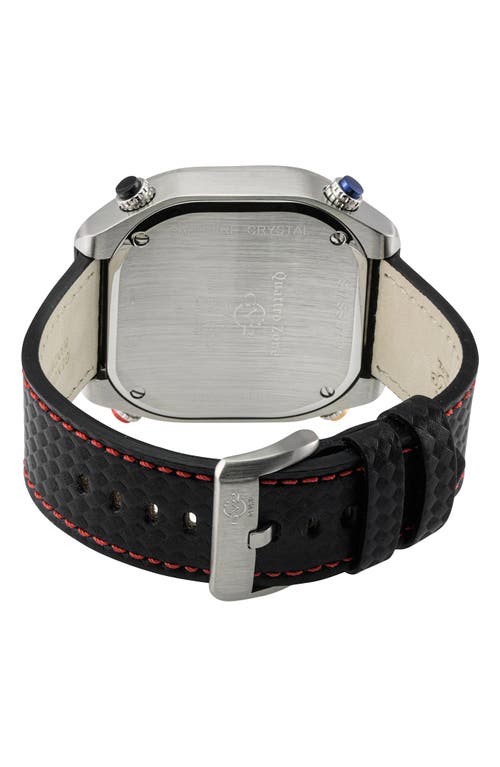 Gv2 Quattro Zone Leather Strap Watch, 54mm In Black