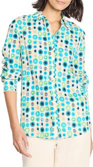 NIC+ZOE Bright Spot Crinkled Cotton Button-Up Shirt
