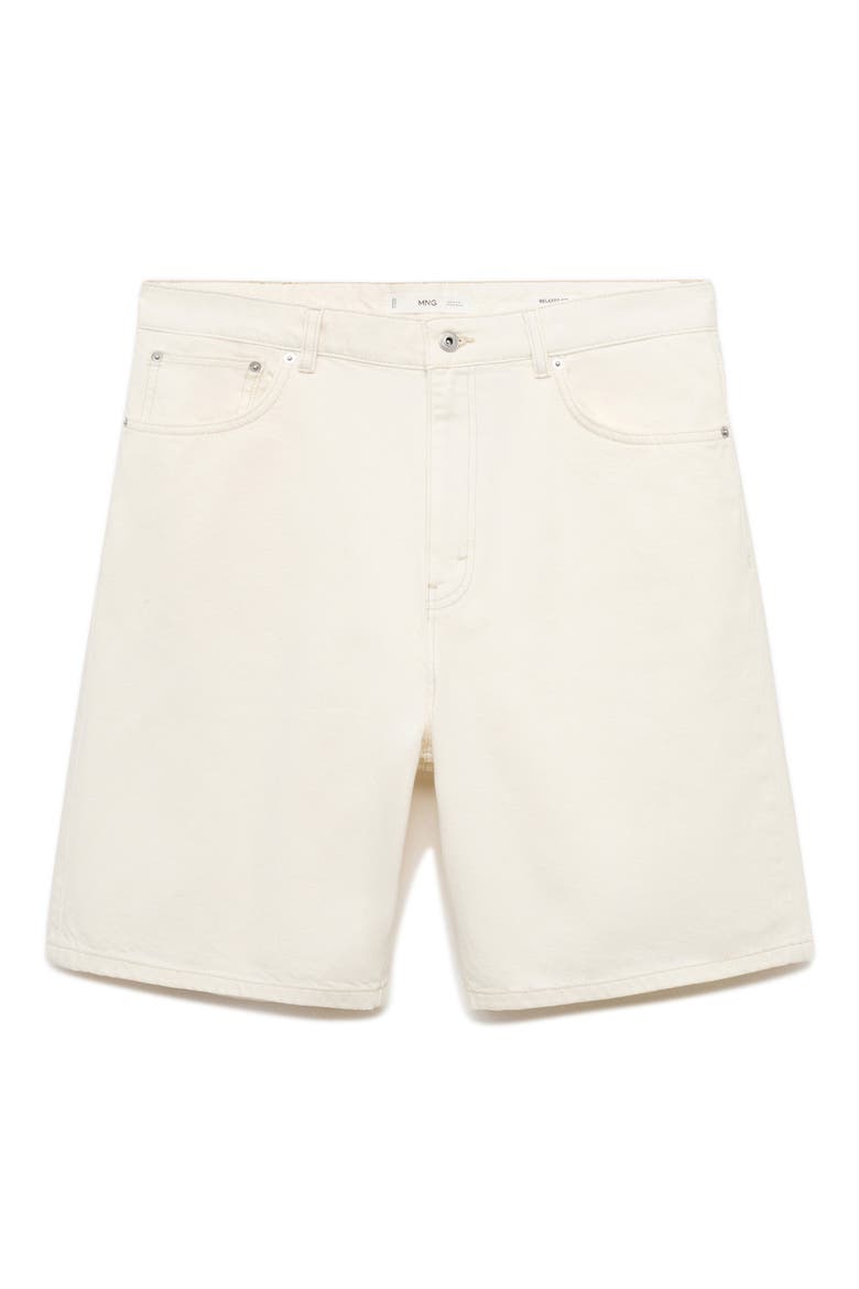 Relaxed Fit Denim Bermuda Shorts, Alternate, color, OFF WHITE
