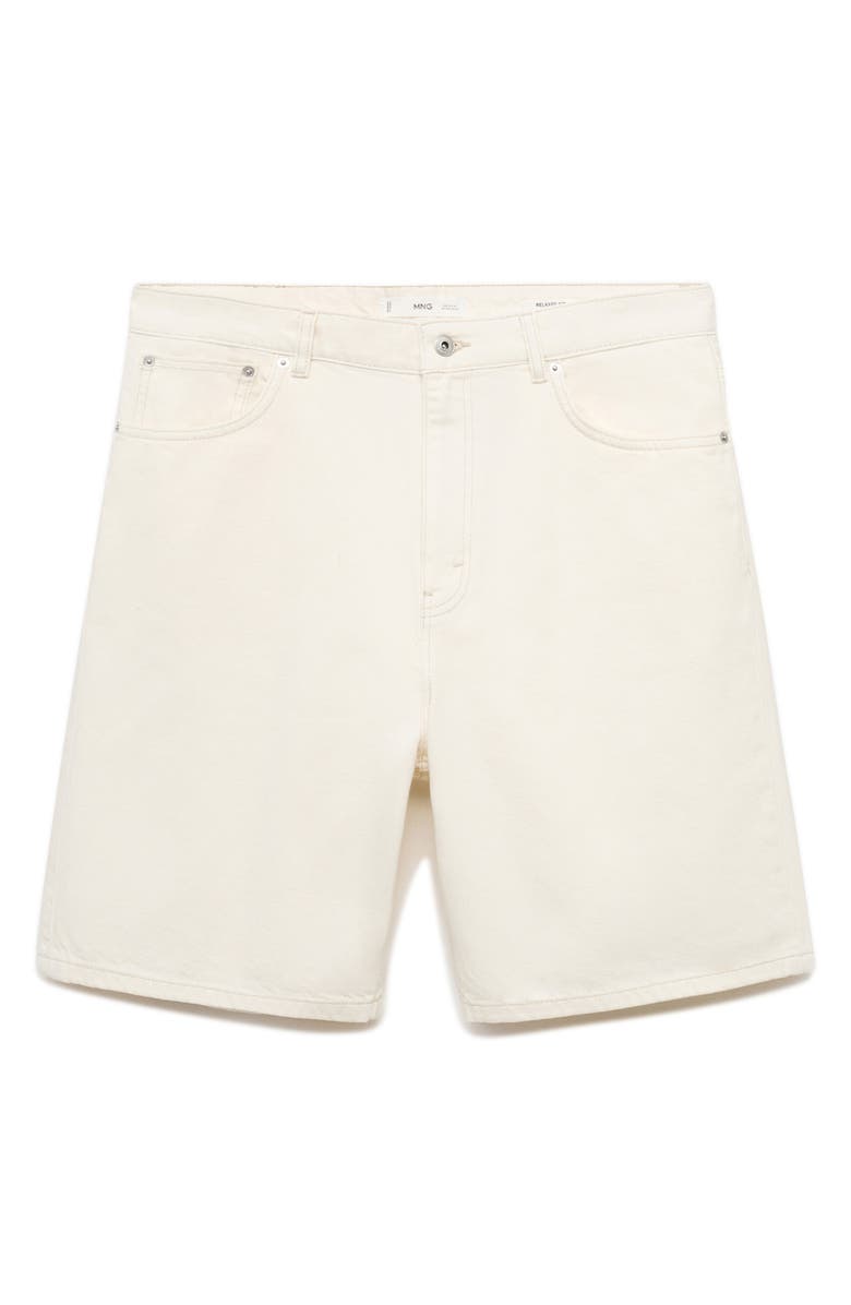 MANGO Relaxed Fit Denim Bermuda Shorts, Alternate, color, Off White