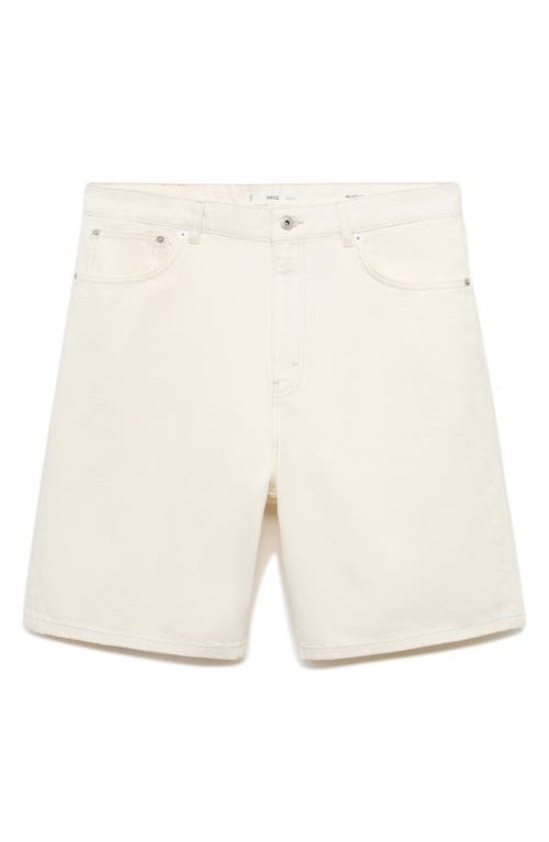 Mango Relaxed Fit Denim Bermuda Shorts In White