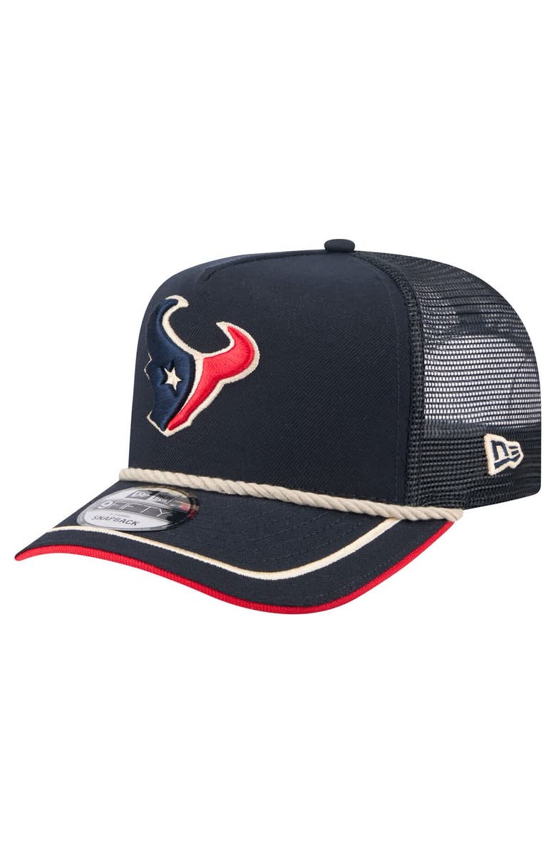 New Era Men's New Era Navy Houston Texans Vintage Team Rope A-Frame Trucker 9FIFTY Snapback Hat, Main, color, 