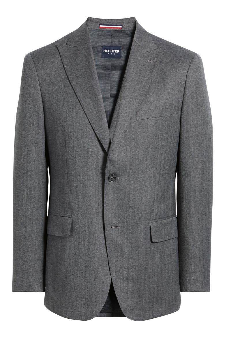 Grey Wool Blend Herringbone Sport Coat, Alternate, color, GREY