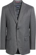 DANIEL HECHTER Grey Wool Blend Herringbone Sport Coat