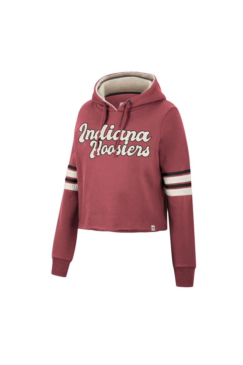 Women's Colosseum Crimson Indiana Hoosiers Retro Cropped Pullover Hoodie, Alternate, color, Crimson