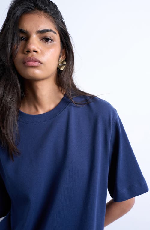 Topshop Relaxed Fit Cotton T-shirt In Blue