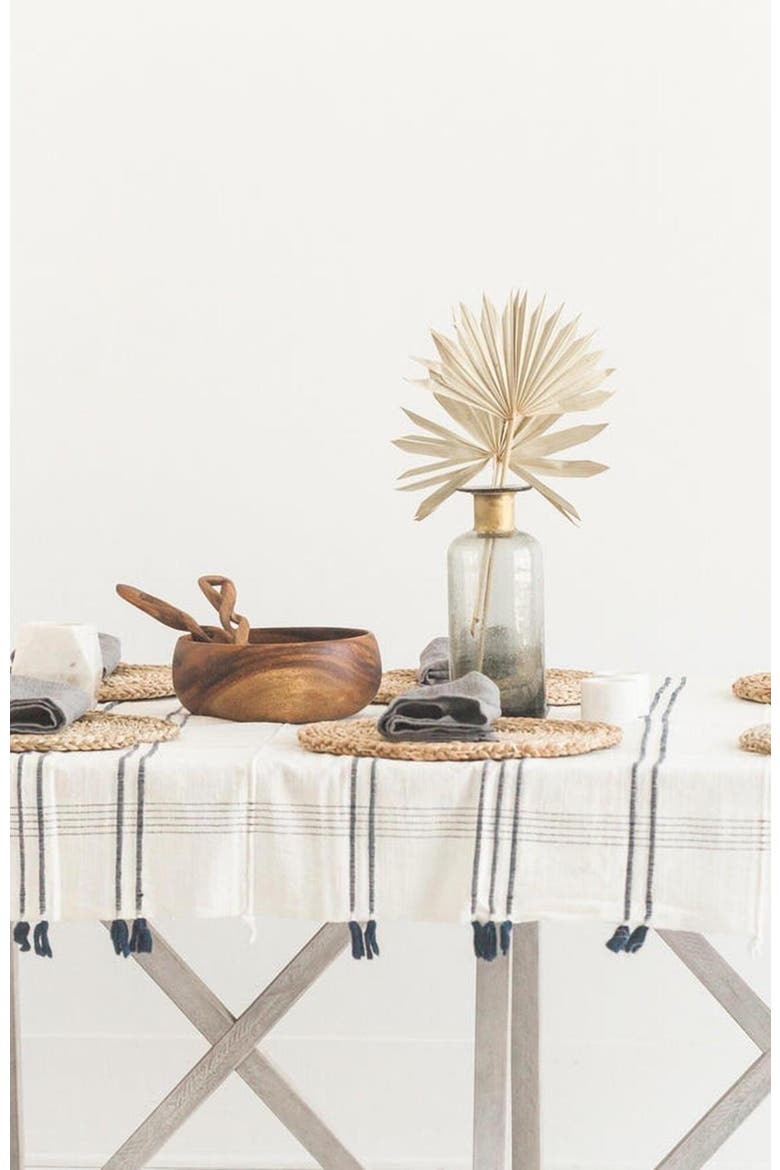 Ribbons Cotton Tablecloth, Alternate, color, Navy