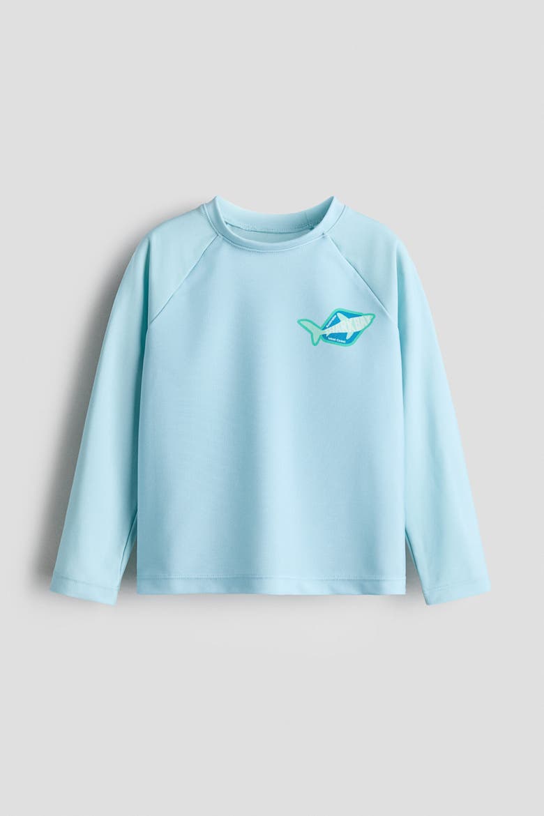 Swim Shirt Upf 50, Alternate, color, Light blue/shark