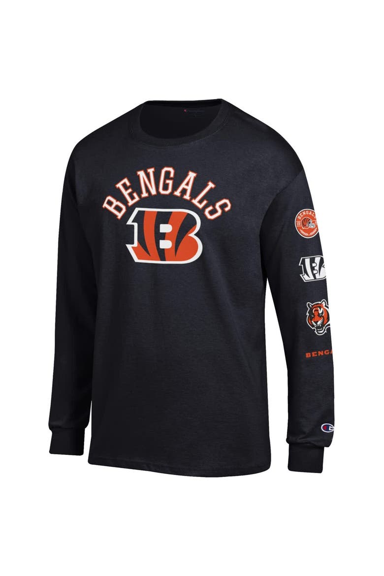 Men's Champion  Black Cincinnati Bengals Seal Long Sleeve T-Shirt, Alternate, color, Black