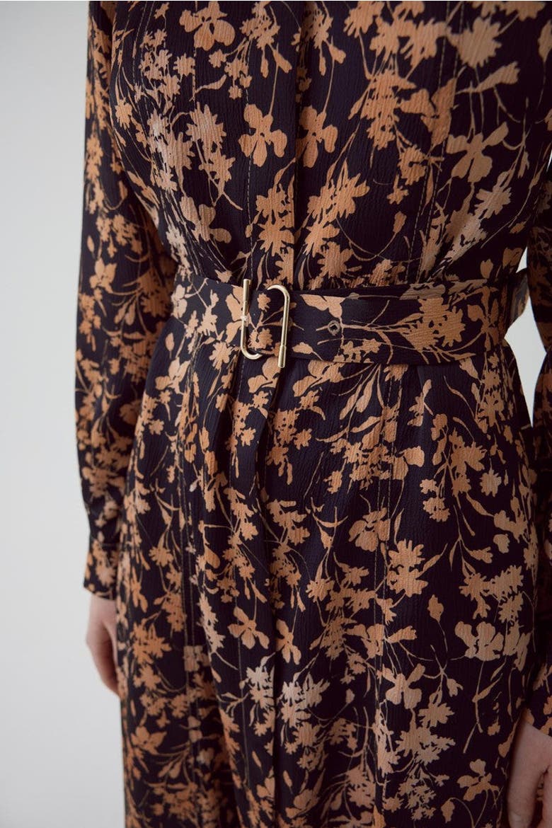 Floral Print Regular Maxi Dress, Alternate, color, BLACK-CAMEL