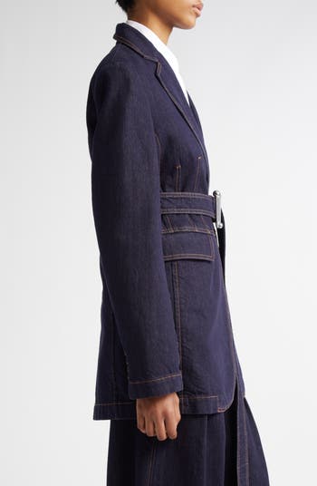 ジャケット SPORTMAX DOMINO DENIM JACKET SPORTMAX Domino Monogram Buckle Belted Denim Jacket | Nordstrom