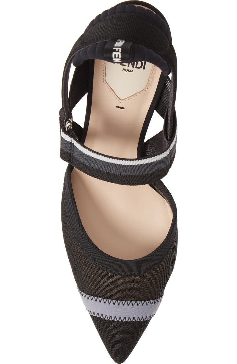 Fendi Colibri Mesh Slingback Pointed Toe Pump, Alternate, color,