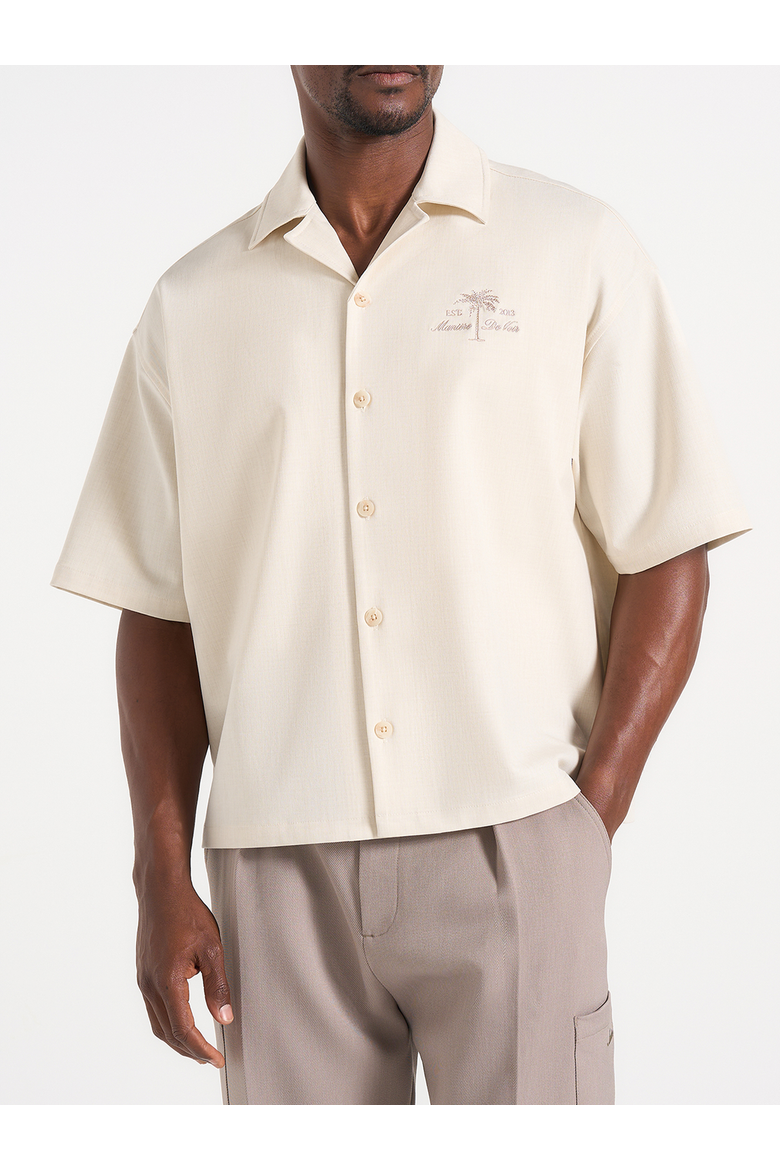 Alexis Unisex Cote d'Azur Boxy Shirt, Alternate, color, Cream