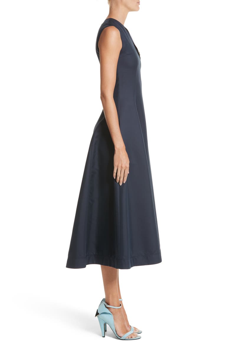 Cotton & Silk Dress, Alternate, color, NAVY