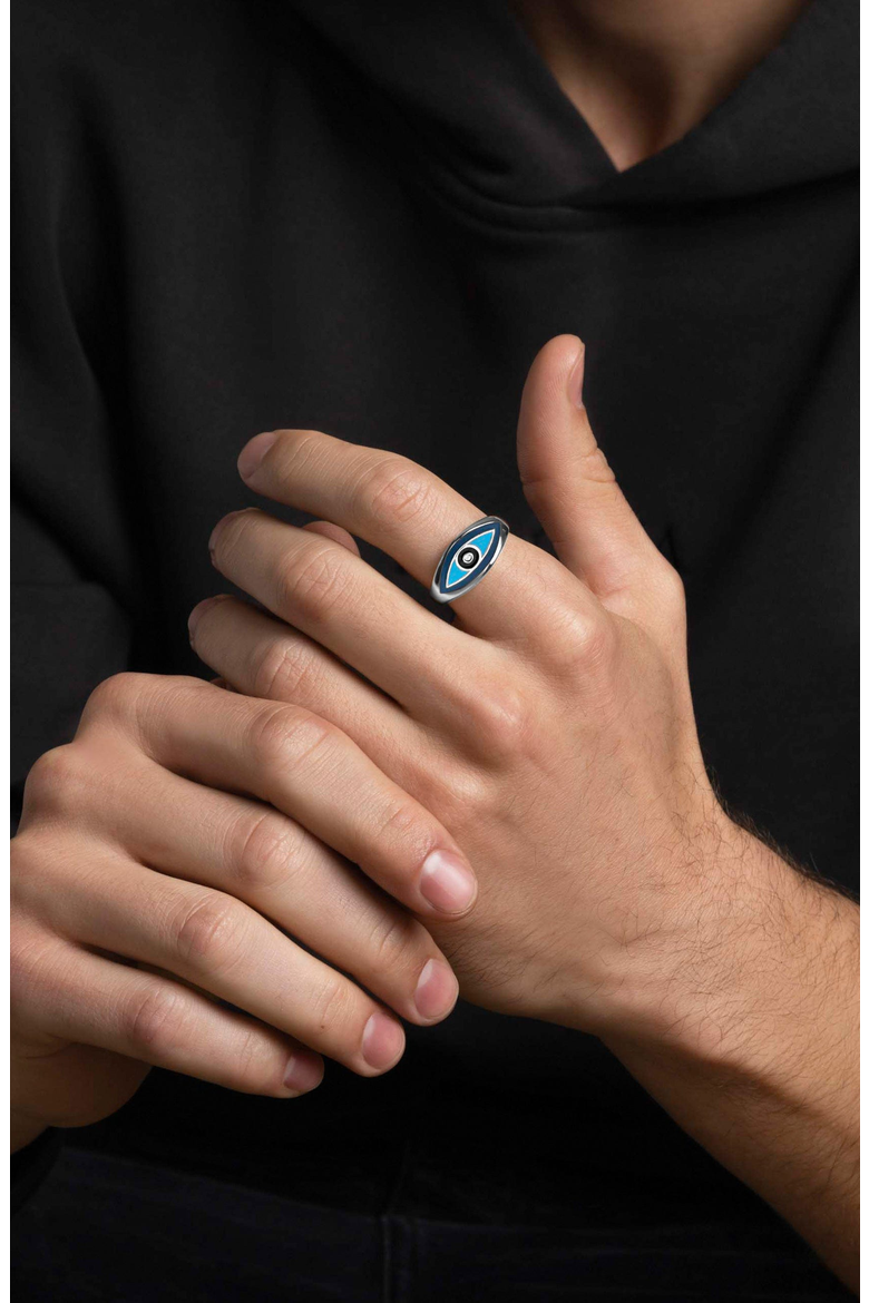 Evil Eye Ring, Alternate, color, Silver