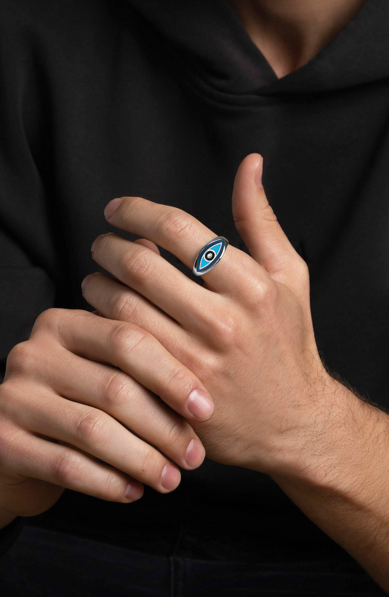 Nialaya Evil Eye Ring, Alternate, color, Silver