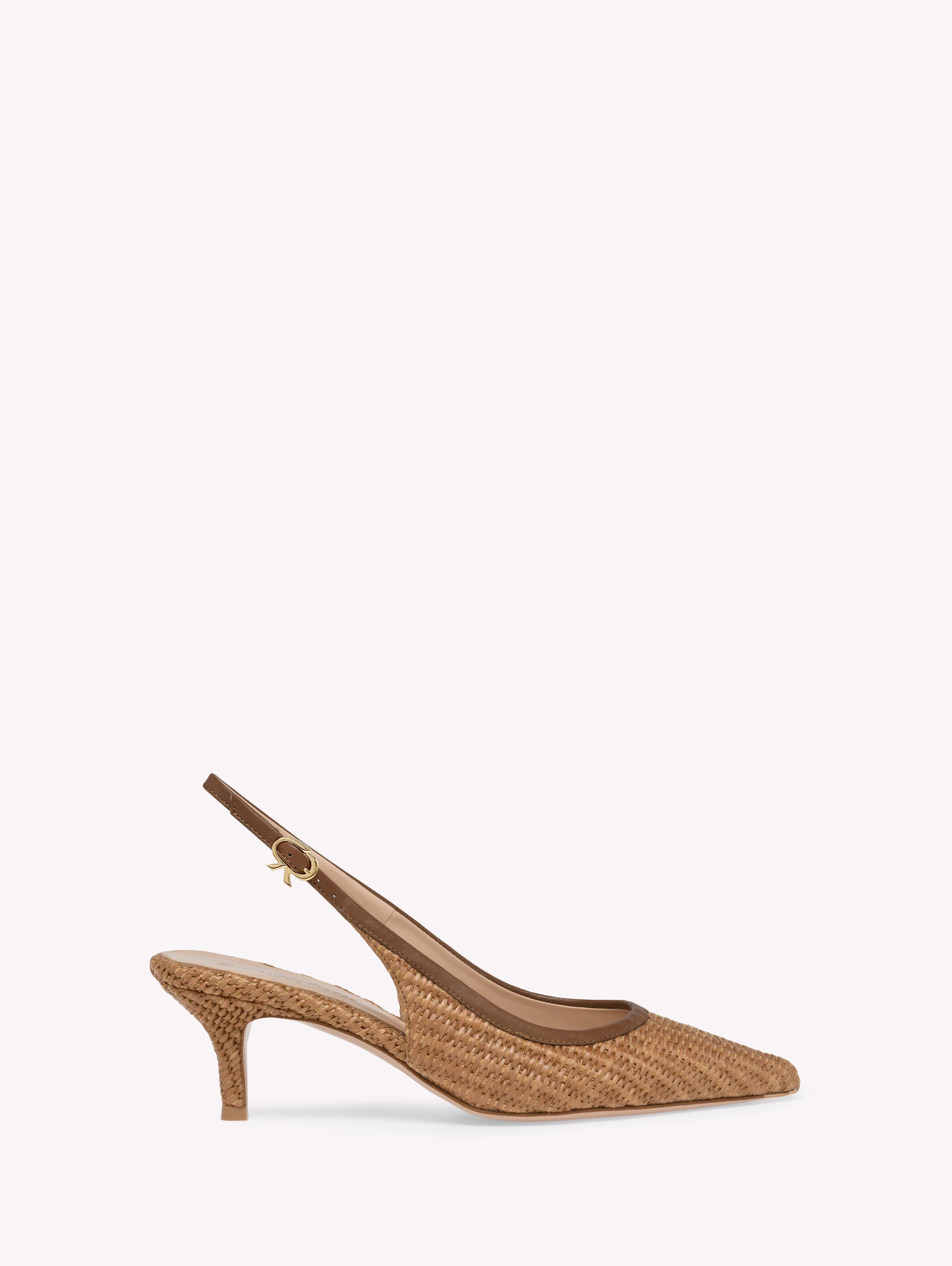 Gianvito Rossi Minorca Slingback, Main, color, Brown Raffia And Leather