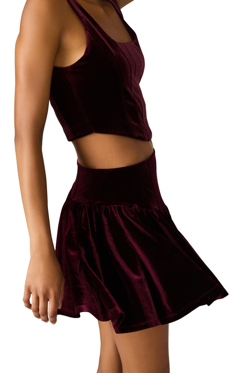 Steve Madden Jayla Drop Waist Velvet Miniskirt, Alternate, color, Wine