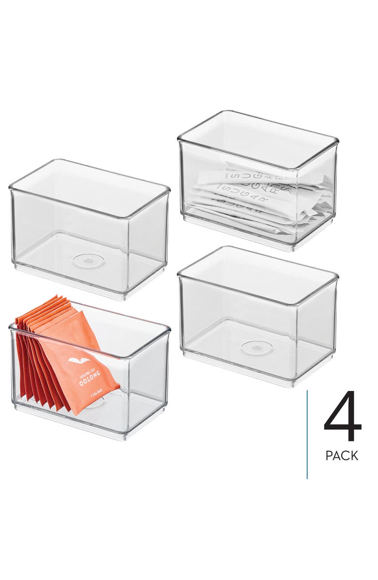 iDesign Small Shallow Organizer Bin - Fits Inside Large Storage Bins, Set of 4, Alternate, color, Clear