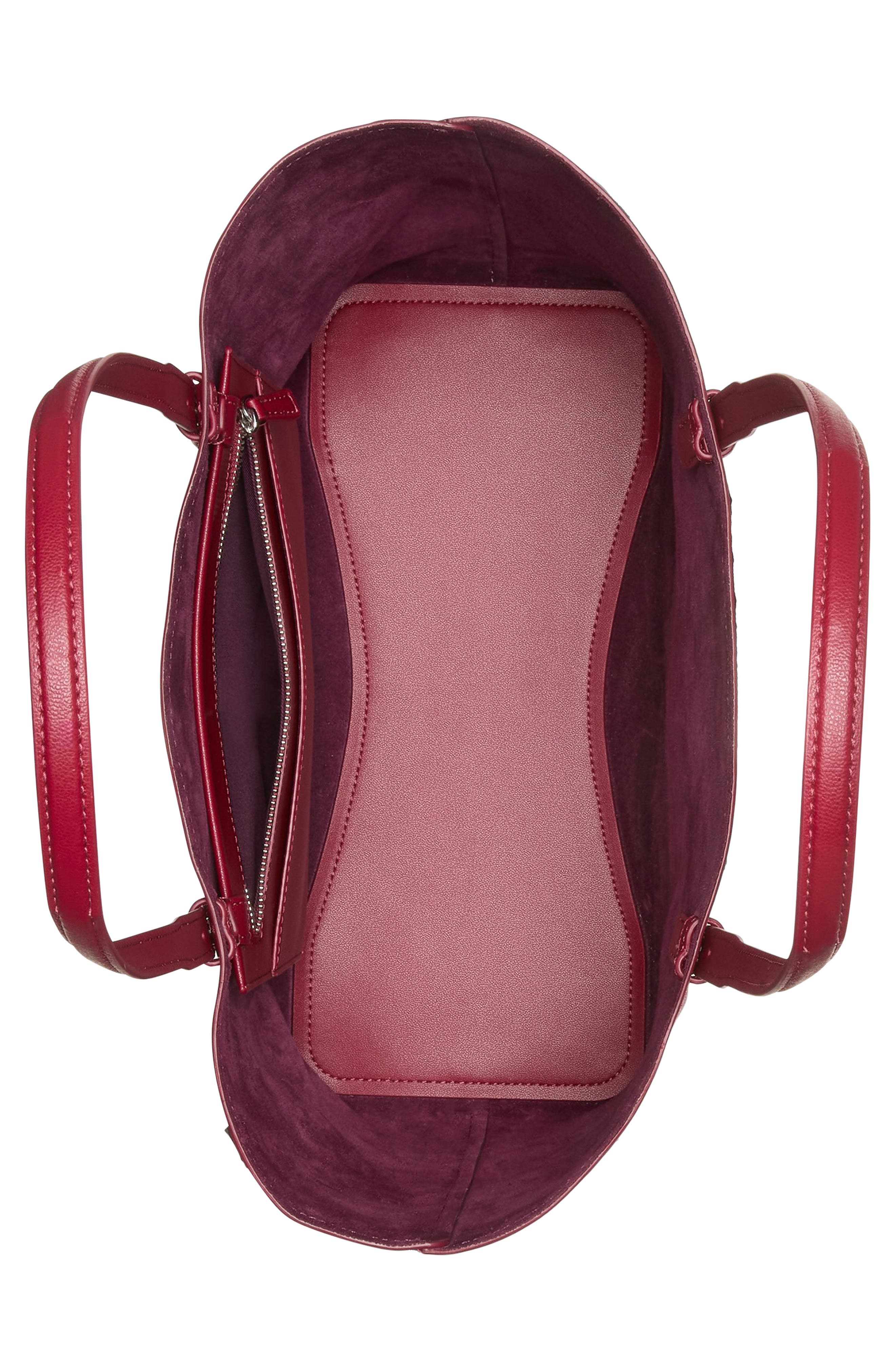do it all fine grain leather tote, Alternate, color, RED JAM