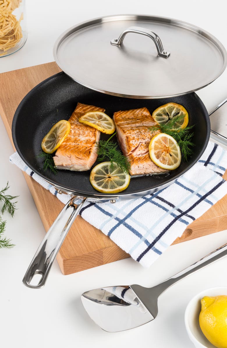 Viking Professional Eterna 12-Inch 5-Ply Nonstick Frying Pan with Lid, Alternate, color, Stainless Steel