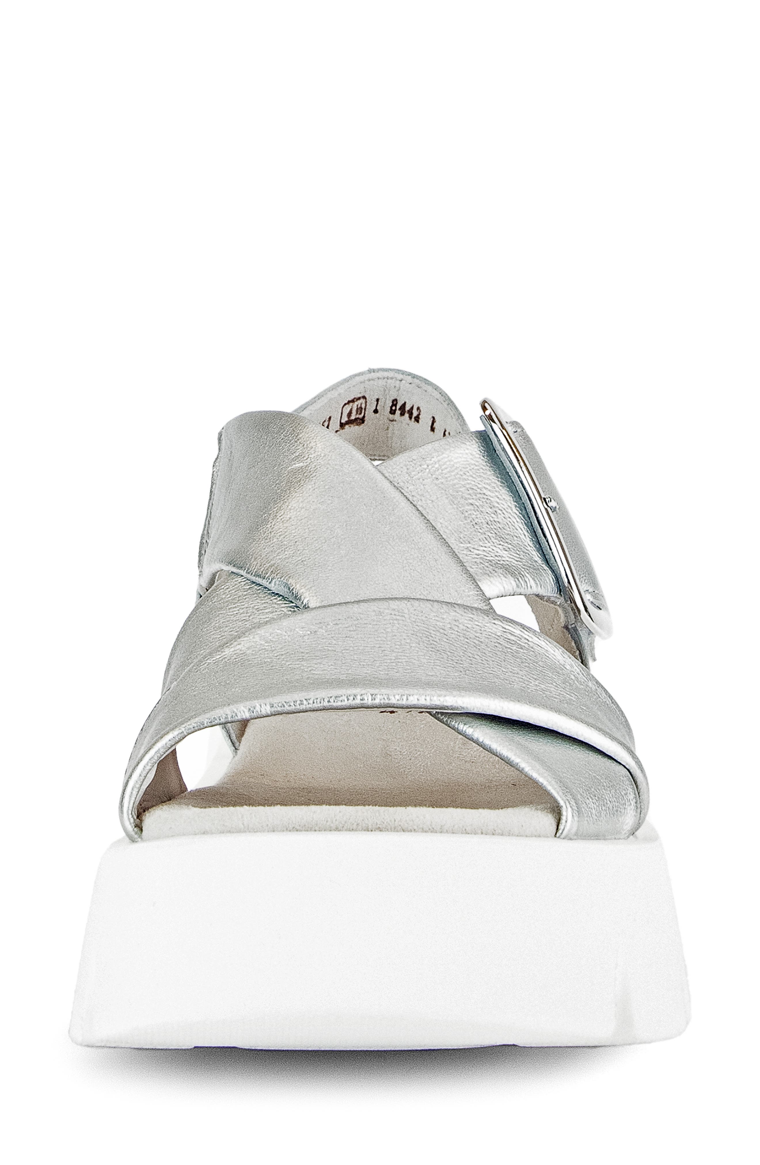 Gabor Crossover Slingback Wedge Sandal, Alternate, color, Silver