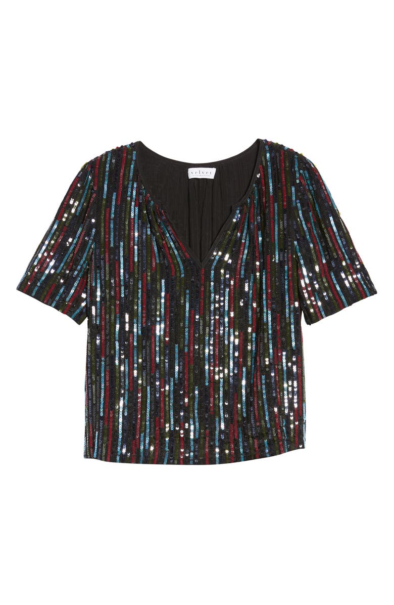 Velvet by Graham & Spencer Multicolor Sequin Short Sleeve Top, Alternate, color, 