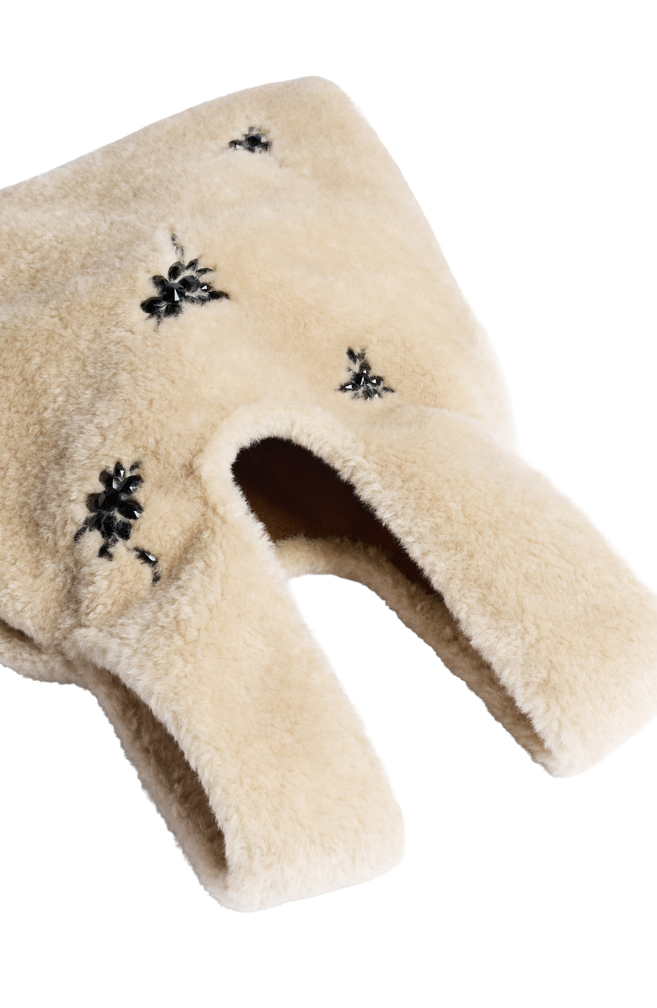 Mini Faux Fur Shopper Bag with Embellishment, Alternate, color, BLONDE/ JET