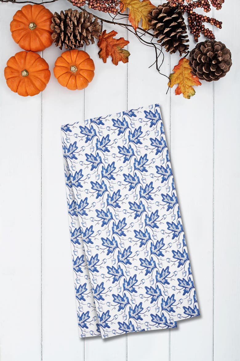 Blue Leaves & Acorn Dishtowel, Alternate, color, Blue