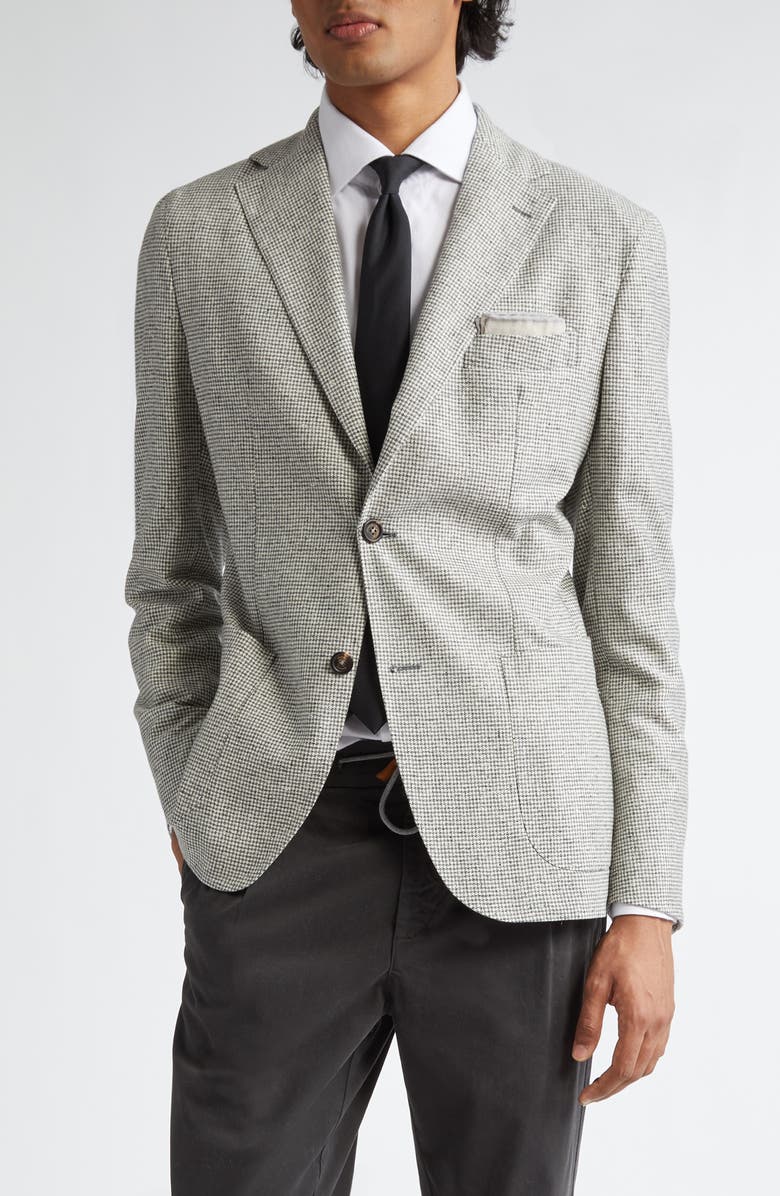 Eleventy Houndstooth Wool & Cashmere Sport Coat, Main, color, Light Gray Melange