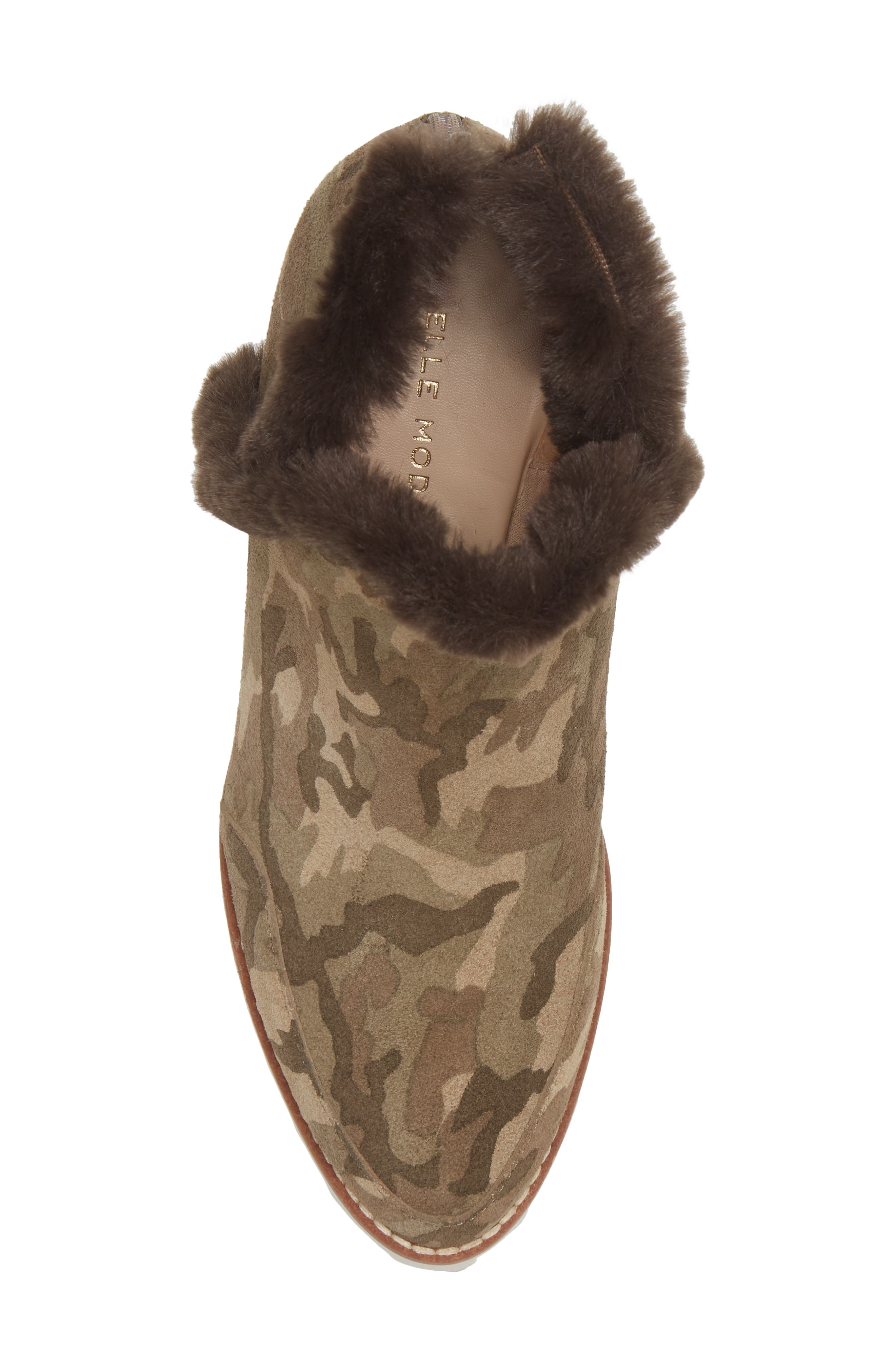 Pelle Moda Erin Faux Fur Trim Wedge Bootie, Alternate, color, 