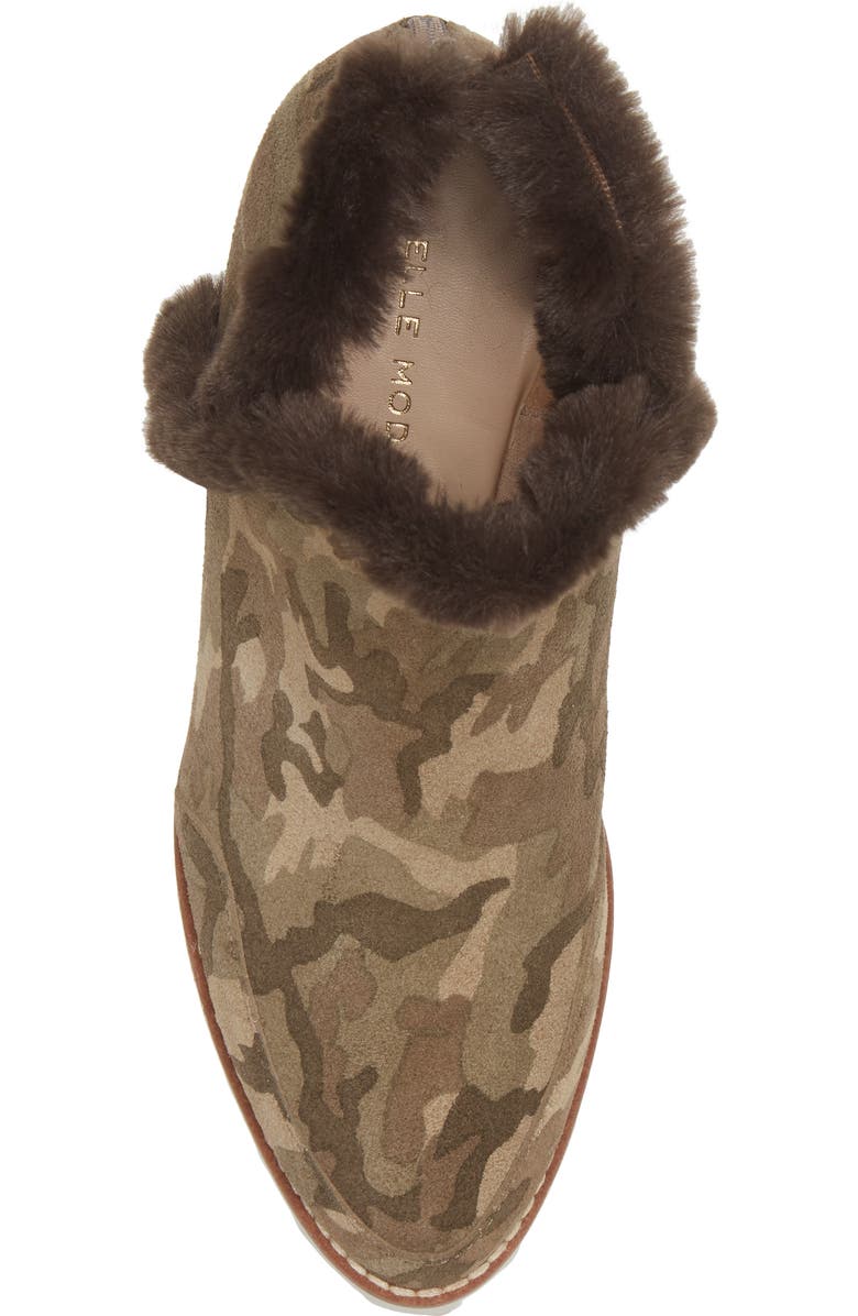 Pelle Moda Erin Faux Fur Trim Wedge Bootie, Alternate, color,