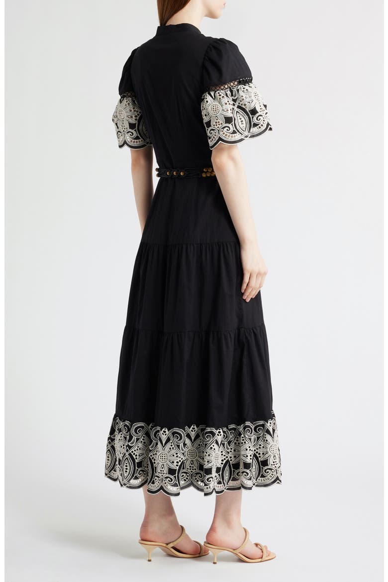 Lace Asymmetric Cocktail Dress, Alternate, color, BLACK
