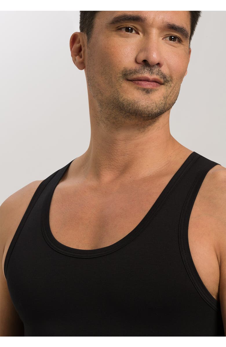 Hanro Cotton Superior Fitted Cotton Tank Top, Alternate, color, Black